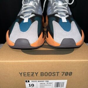 Yeezy Boost 700 Men's Shoes - Gray, Blue, and Orange - Wash Orange